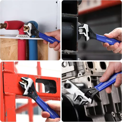 Cheie reglabilă WORKPRO 200mm, oțel Cr-V, mâner bimaterial