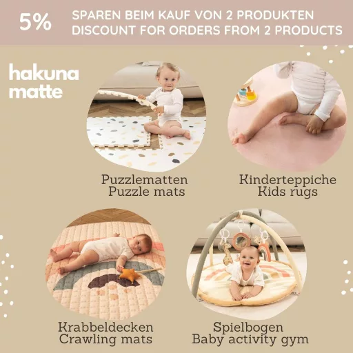Hakuna Matte Štýlová hracia podložka pre bábätká 1,7x1,2m - Béžová XL Puzzle Podložka, Hygienická EVA Pena, Hrubá, Mäkká Hracia Plocha na Lezenie - Umývateľná,
