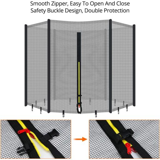 QWORK Plasă de siguranță pentru trambulină de grădină cu diametrul de 305 cm, plasă de protecție cu 8 stâlpi, plasă de schimb, accesoriu