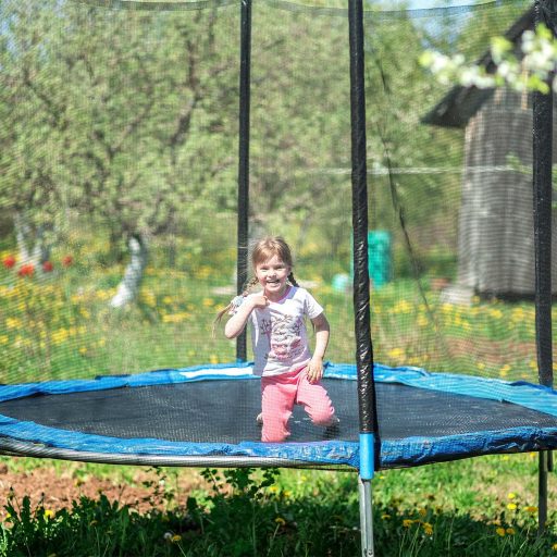 QWORK Plasă de siguranță pentru trambulină de grădină cu diametrul de 305 cm, plasă de protecție cu 8 stâlpi, plasă de schimb, accesoriu