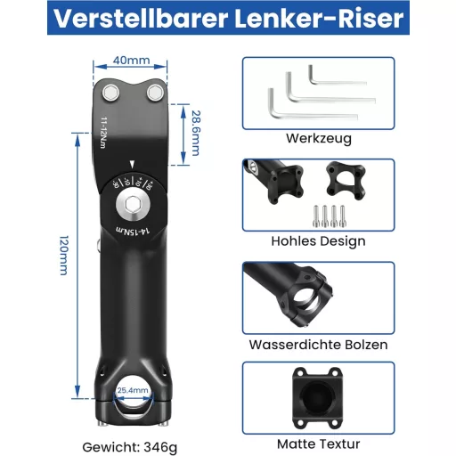Stabilizator de ghidon COICER, Aluminiu, 31.8/25.4mm, MTB, Înălțător