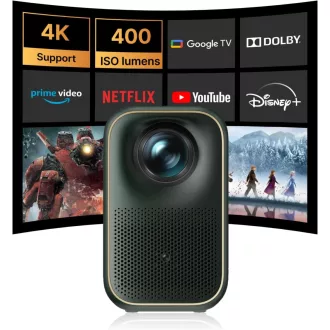   Formovie Page One Mini Okos Projektor Google TV-vel és Netflix Licenccel - Full HD 1080P, WiFi 6, Bluetooth 5.3, Autofókusz, HDR10, Kültéri