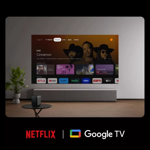 Formovie Page One Mini Smart Projektor s Google TV a Netflix Licenciou - Full HD 1080P, WiFi 6, Bluetooth 5.3, Automatické zaostrovanie, HDR10, Vonkajší
