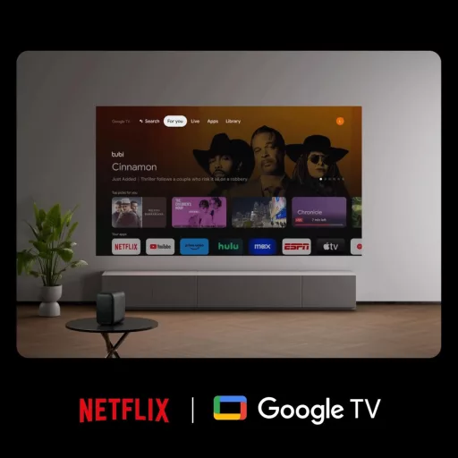 Formovie Page One Mini Smart Projektor s Google TV a Netflix Licenciou - Full HD 1080P, WiFi 6, Bluetooth 5.3, Automatické zaostrovanie, HDR10, Vonkajší