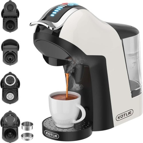 KOTLIE EM-308A 5-in-1 Kávéfőző 19 Bar Nyomással, Többféle Kapszulához (NES/DG), Automatikus Kikapcsolással, Kivehető Tartállyal, Fehér