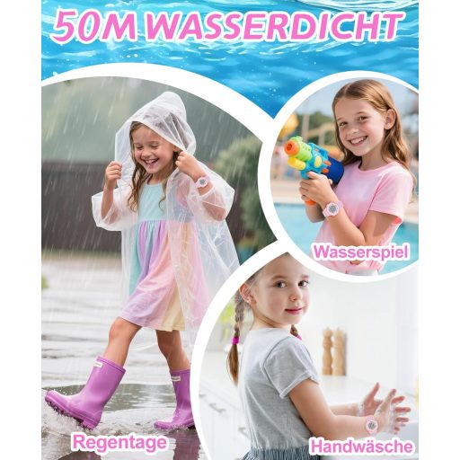 Ceas digital pentru copii SOCICO, rezistent la apă 5ATM, lumină în 7 culori, alarmă, cronometru, 5-12 ani