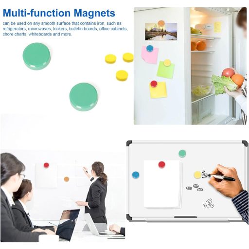 Wugauwor Set de magneți pentru tablă, 20 buc, magneți rotunzi pentru frigider, galbeni și verzi, birou, școală, tablă magnetică, model zâmbitor