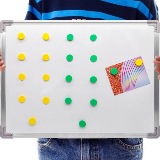 Wugauwor Set de magneți pentru tablă, 20 buc, magneți rotunzi pentru frigider, galbeni și verzi, birou, școală, tablă magnetică, model zâmbitor