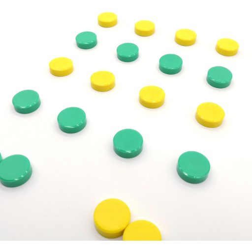 Wugauwor Set de magneți pentru tablă, 20 buc, magneți rotunzi pentru frigider, galbeni și verzi, birou, școală, tablă magnetică, model zâmbitor