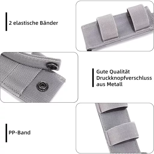 HUSA tacticată YHZNAGEM pentru garou - Compatibilă MOLLE, trusă de prim ajutor pentru garou, utilizare în aer liber, nailon gri, 17,5x5 cm