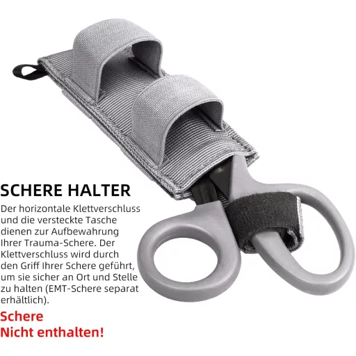 HUSA tacticată YHZNAGEM pentru garou - Compatibilă MOLLE, trusă de prim ajutor pentru garou, utilizare în aer liber, nailon gri, 17,5x5 cm