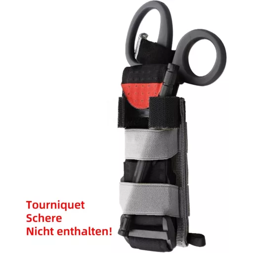 HUSA tacticată YHZNAGEM pentru garou - Compatibilă MOLLE, trusă de prim ajutor pentru garou, utilizare în aer liber, nailon gri, 17,5x5 cm
