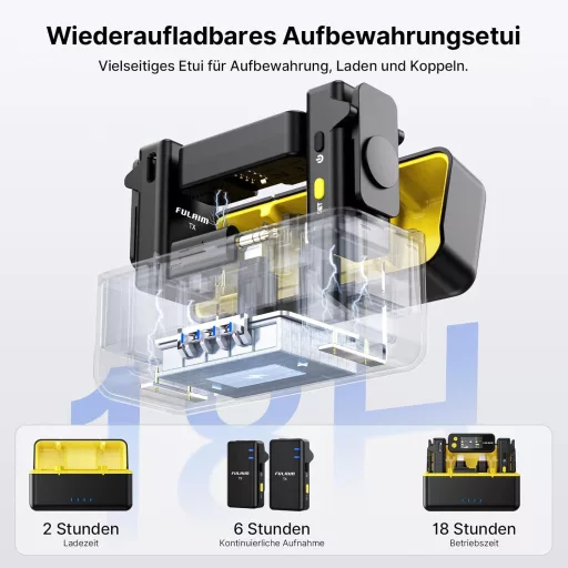 FULAIM X5M Vezeték Nélküli Mikrofon iPhone Android PC DSLR Kamerához Mini Clip-on Mikrofon 4G Felvétellel Videózáshoz Podcasthoz