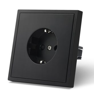   MVAVA EU Priza Schuko Standard - Priza de Perete Neagră, Încastrată, 80mm, 16A, 3680W, Pentru Frigider, TV, Aer Condiționat