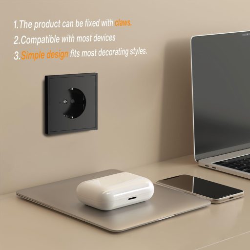 MVAVA EU Priza Schuko Standard - Priza de Perete Neagră, Încastrată, 80mm, 16A, 3680W, Pentru Frigider, TV, Aer Condiționat