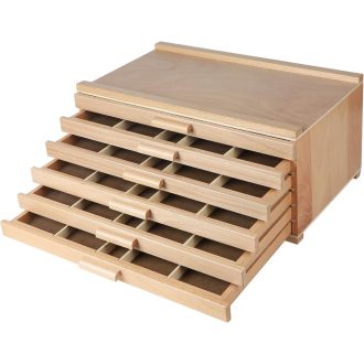   CPROSP 6 fiókos fa művészdoboz festékekhez, ceruzákhoz és ecsetekhez