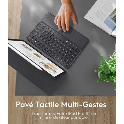 CHESONA iPad Pro 11 Billentyűzet M5/M4 Levehető Trackpad 7 Szín Világítás AZERTY