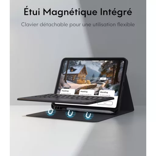 CHESONA iPad Pro 11 Billentyűzet M5/M4 Levehető Trackpad 7 Szín Világítás AZERTY