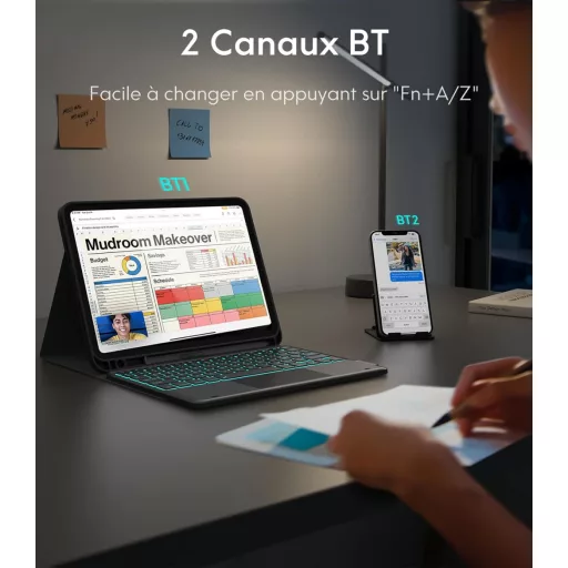 CHESONA iPad Pro 11 Billentyűzet M5/M4 Levehető Trackpad 7 Szín Világítás AZERTY