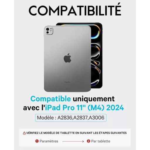 Tastatură CHESONA iPad Pro 11 M5/M4, Detasabila cu Trackpad, 7 Culori Iluminare AZERTY