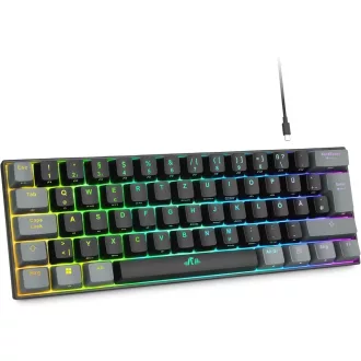   Rii 60% Wireless Mechanikus Gaming Billentyűzet RGB, Red Switch, QWERTZ, Fekete/Szürke