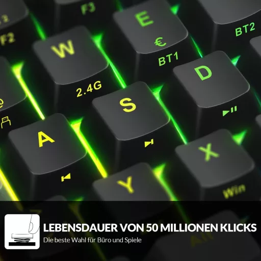 Rii 60% Wireless Mechanikus Gaming Billentyűzet RGB, Red Switch, QWERTZ, Fekete/Szürke