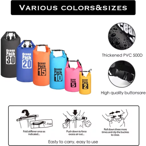 Geantă impermeabilă MORAINJAY 10L, portocalie, curea ajustabilă, cu protecție pentru telefon și carduri