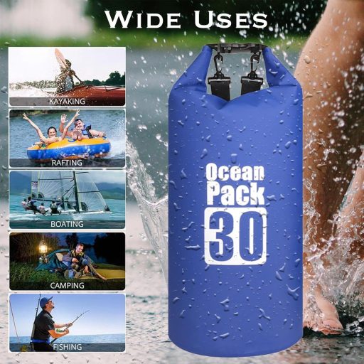 MORAINJAY 30L Vízálló Táska Kék Vállpánttal Úszáshoz és Túrázáshoz