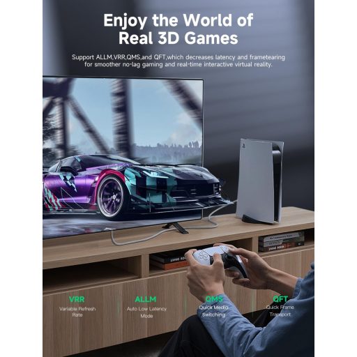 Cablu HDMI 2.1 Southlight 3M - 8K@60Hz, 4K@120Hz, Transfer de date 48Gbps, Înveliș din nylon împletit, eARC, HDR - Compatibil PS5, Xbox, TV, Soundbar