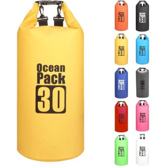   MORAINJAY 30L sárga vízálló táska hosszú vállpánttal kempinghez rafting úszáshoz