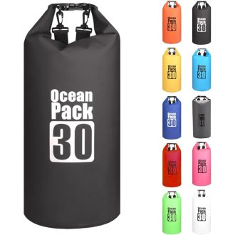   MORAINJAY 30L Vízálló Hátizsák Fekete, Vízhatlan Táska Úszáshoz Kajak Rafting