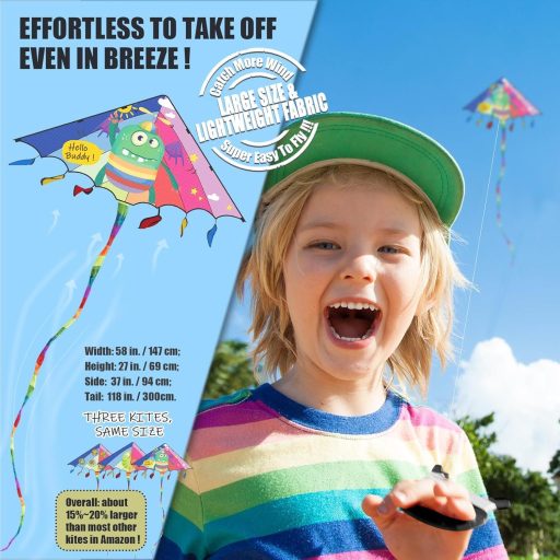 Šarkan RICESTKCN pre deti a dospelých, veľký delta šarkan pre začiatočníkov, s farebným chvostom a 325 metrami šnúry