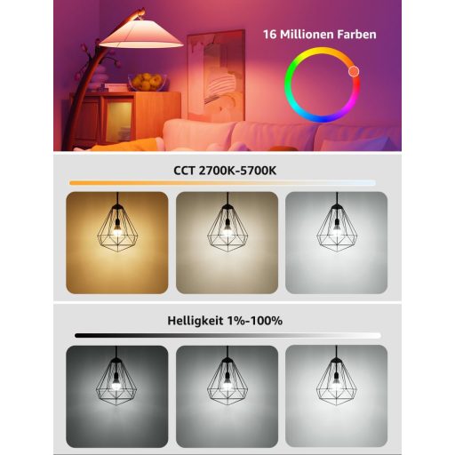 Lepro BP1 E14 LED izzó RGB+CCT 4,9W dimmelhető WiFi Bluetooth Alexa Google 2db