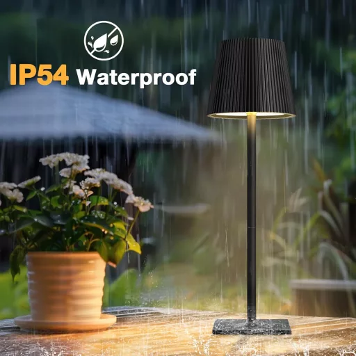 Lampă de masă LED Riokko, baterie 5200 mAh, control tactil, 3 temperaturi de culoare, rezistentă la apă IP54, 2 bucăți, negru