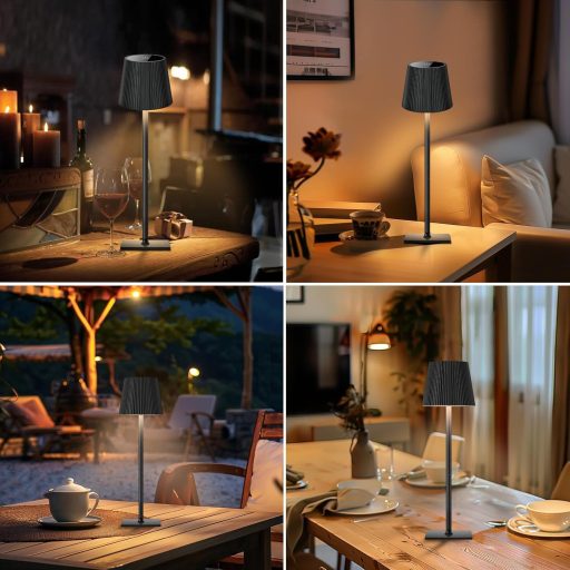 Riokko LED asztali lámpa 5200 mAh akkumulátor, érintésvezérlés, 3 színhőmérséklet, IP54 vízálló, 2 db, fekete