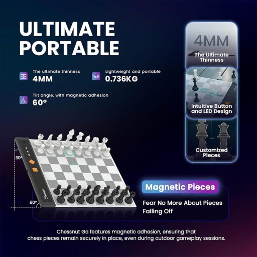 Chessnut Go Ultimate hordozható elektronikus sakktábla mágneses figurákkal narancssárga