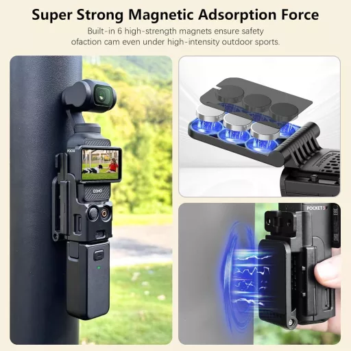 Magnetický držiak AMAZEAR pre DJI Osmo Pocket 3, stolný a nástenný adaptér otočný o 180°