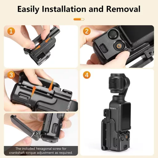 Suport magnetic AMAZEAR DJI Osmo Pocket 3, adaptor rotativ 180° pentru masă și montare pe perete