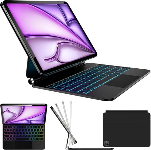 Nuflaz X7 Billentyűzetes Tok iPad Air 11" (M2/M3) és Pro 11" (1-4. gen) Tabletekhez - QWERTZ Német Kiosztás, Trackpaddel, Mágneses Rögzítés,