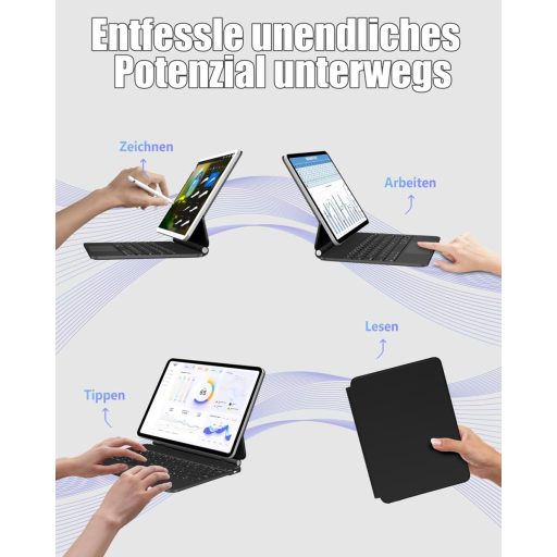 Nuflaz X7 Tipkovnička Futrola za iPad Air 11" (M2/M3) i Pro 11" (1.-4. gen) Tablete - QWERTZ Njemački Raspored, s Trackpadom, Magnetsko Pričvršćivanje