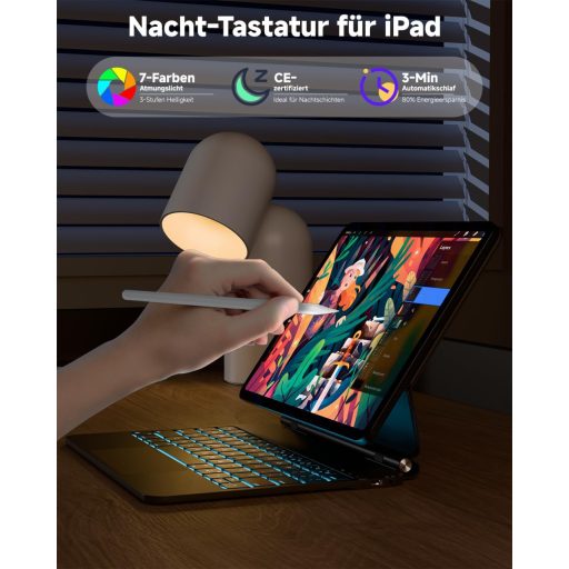 Puzdro s klávesnicou Nuflaz X7 pre tablety iPad Air 11" (M2/M3) a Pro 11" (1.-4. generácie) - nemecké QWERTZ rozloženie, s trackpadom, magnetické uchytenie,