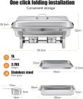 WENMILY 9L Rozsdamentes Acél Ételmelegítő Szett - 2 db Gördülő Peremű Melegentartó Tál Partikhoz, Büféasztalhoz, Vendéglátáshoz (Ezüst, Szög