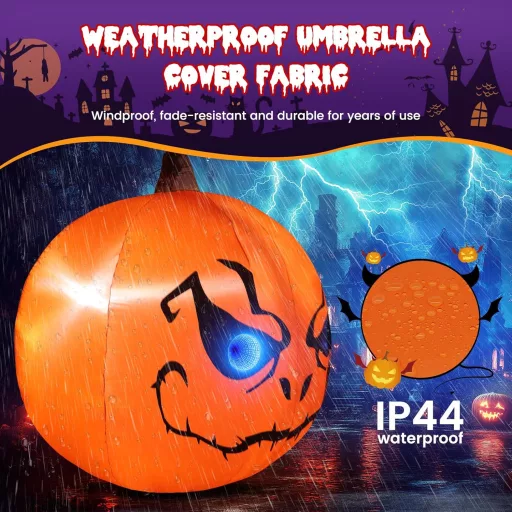 GlobaLink Halloween Felfújható Tök Dekoráció 1,5m - LED Világítással, Kültéri-Beltéri Kerti Dísz, Parti Kellék Gyerekeknek