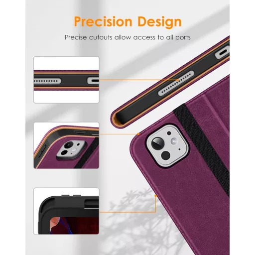 DTTO iPad Pro 13" (M5/M4) Bőr Tok Ceruzatartóval, Lila