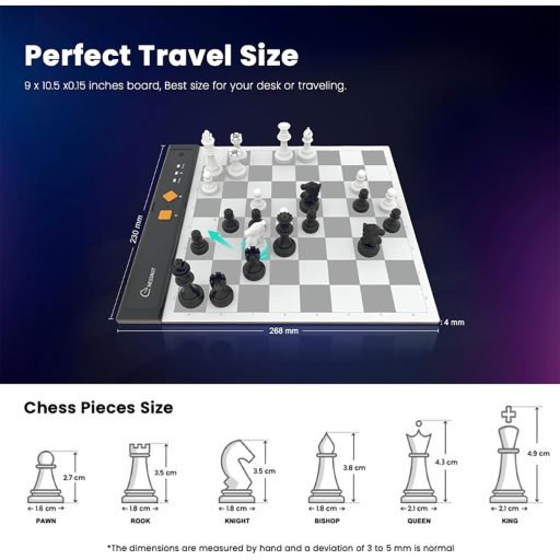 Chessnut Go Ultimate, șah electronic portabil cu piese magnetice, gri