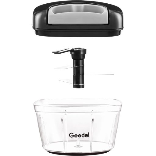 Geedel Krájač cibule 500ml Šnúrový sekáč zeleniny s nerezovými čepeľami Manuálny multifunkčný krájač na cibuľu, cesnak, orechy