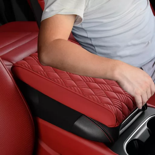 Adunsiaoto Autó Középkonzol Védőhuzat Vízálló Bőr Karfa Párna Bordó