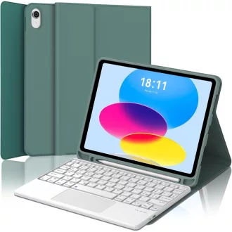   JADEMALL iPad 10 Billentyűzet Tok Trackpad-dal, Mágneses, Sötétzöld