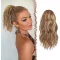 FESHFEN Extensie de păr coadă de cal, ondulată, șaten-blond, sintetică, 30 cm