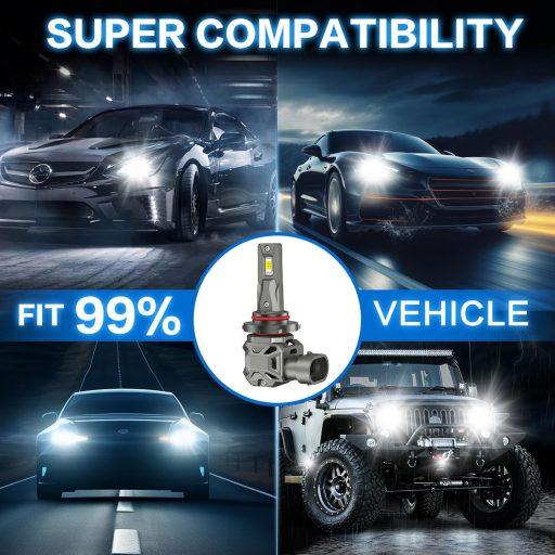 Kit înlocuire becuri auto LED AUXIRACER HB3/9005, 3000LM, 120W, 6500K, alb, fără erori.